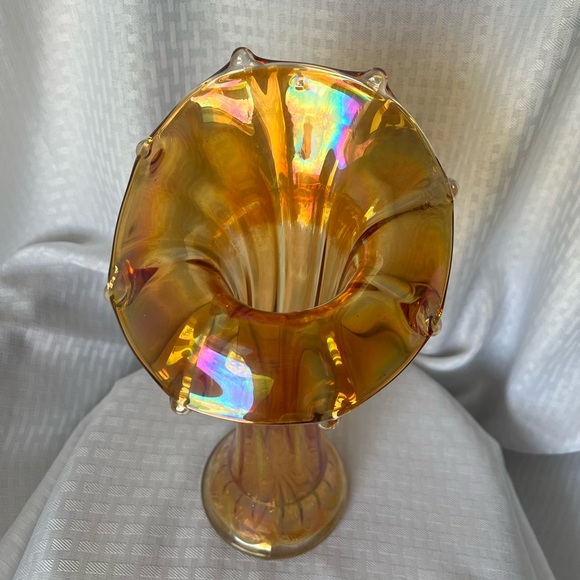 Jack in the Pulpit Marigold Morning Glory Carnival Glass Vase by Imperial Glass - Picture 9 of 16